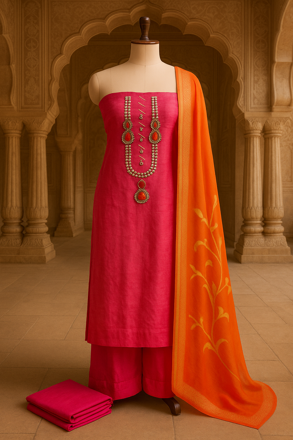 Unstitched Suit Set in Pink