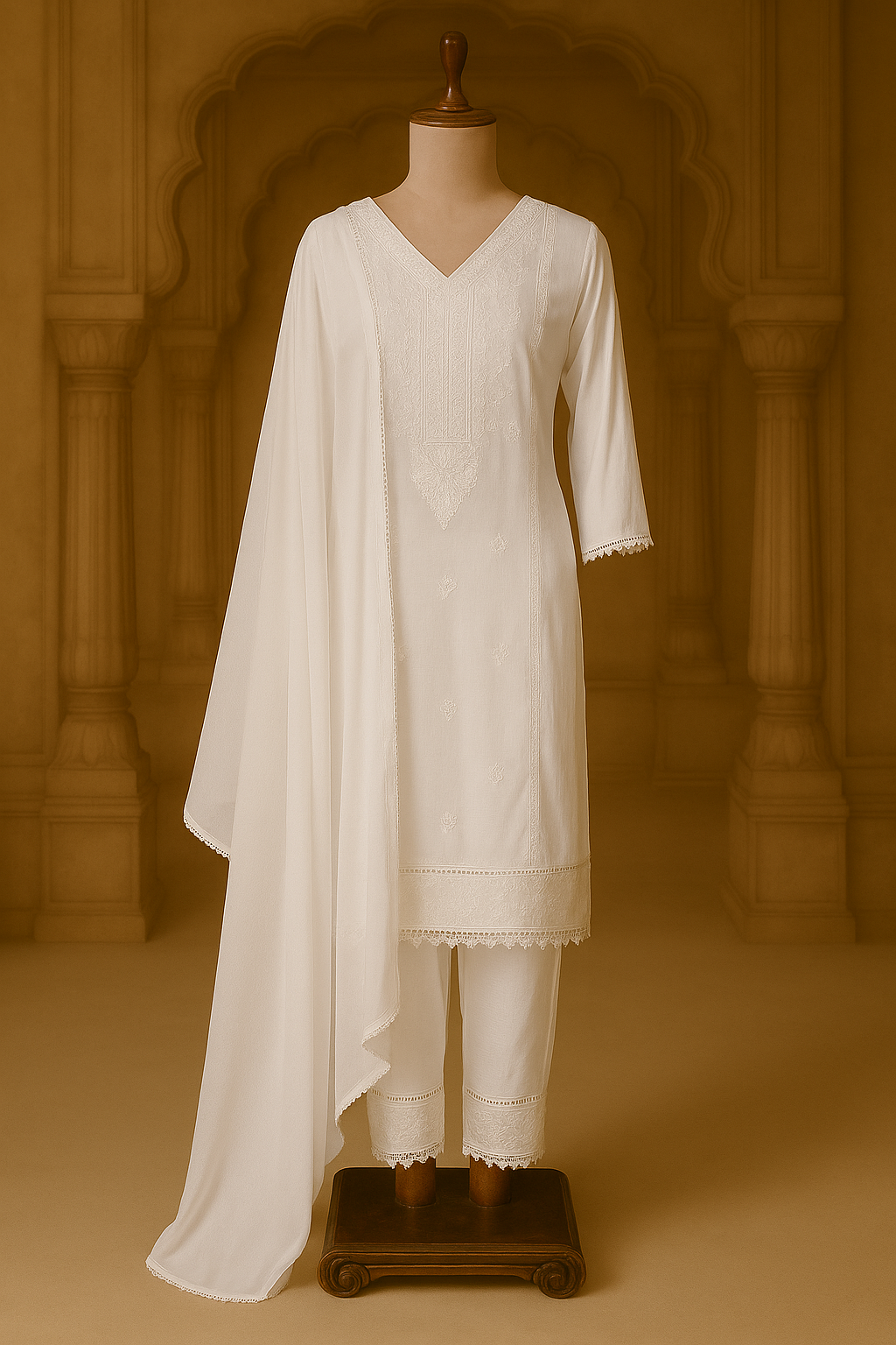 Classic White Chikankari Suit Set