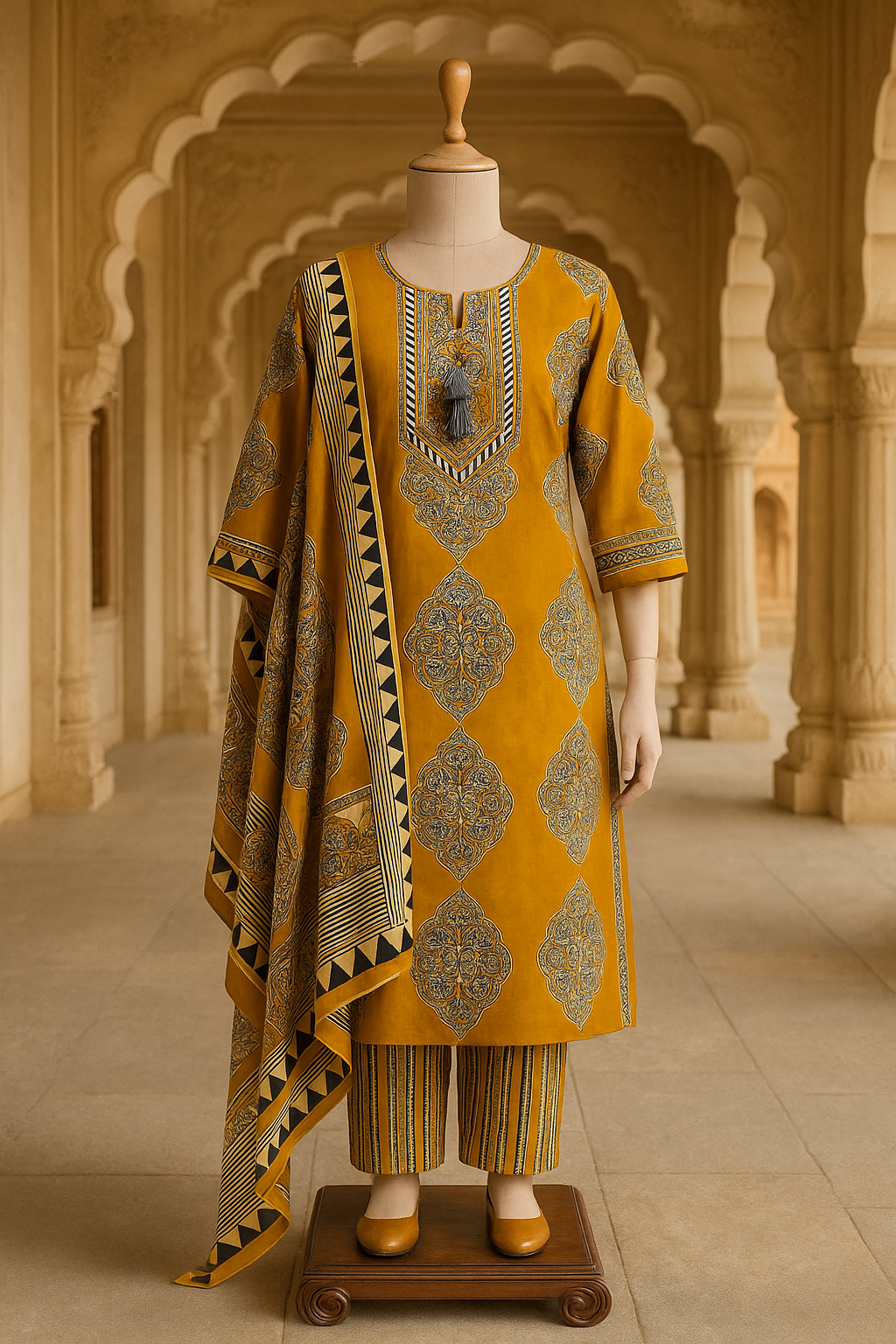 Printed Mustard Ethnic Wear