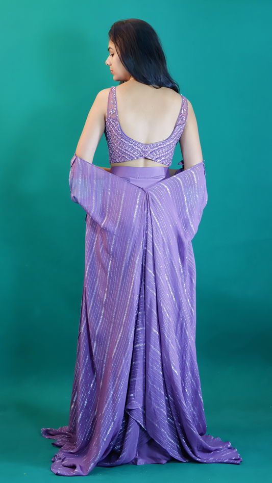 Dhoti Style Dress with Shrug – Dusty Mauve