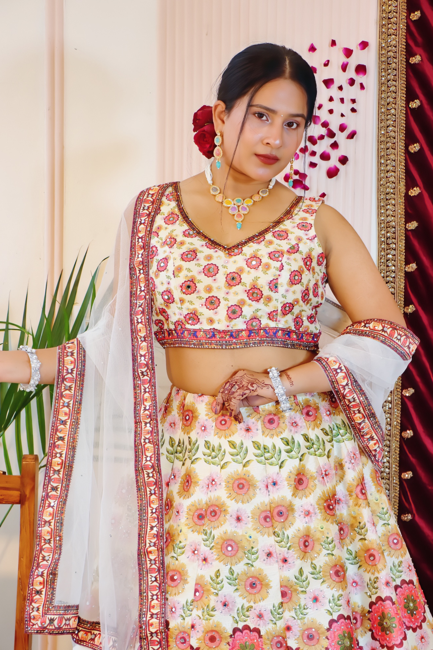 Soft Ivory Floral Lehenga