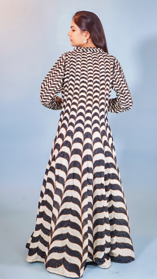 Elegant Black Dhoti Style Dress with Shrug