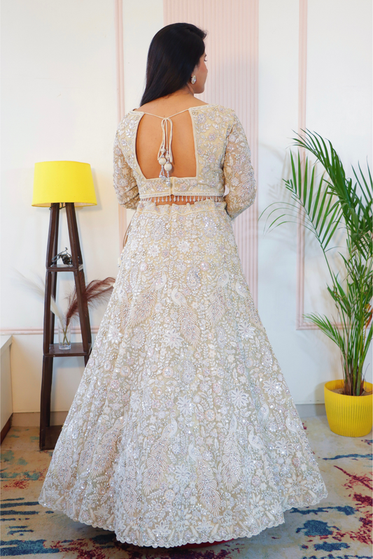 Pastel Pistachio Beige Lehenga Set