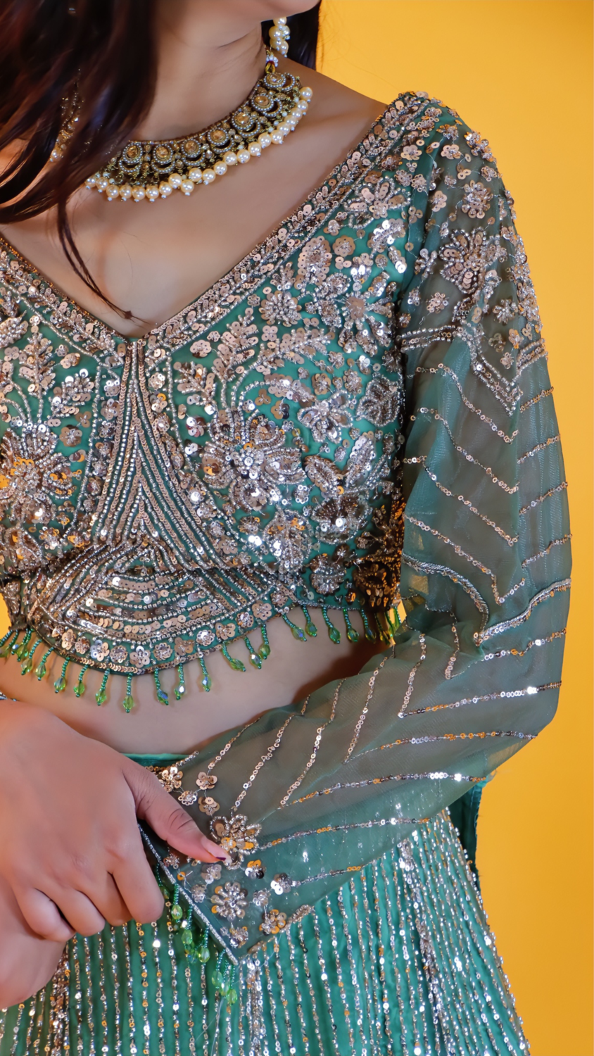 Green Elegant Lehenga