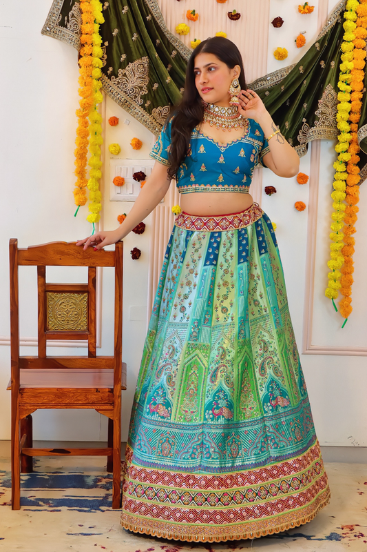 Blue Green Lehenga