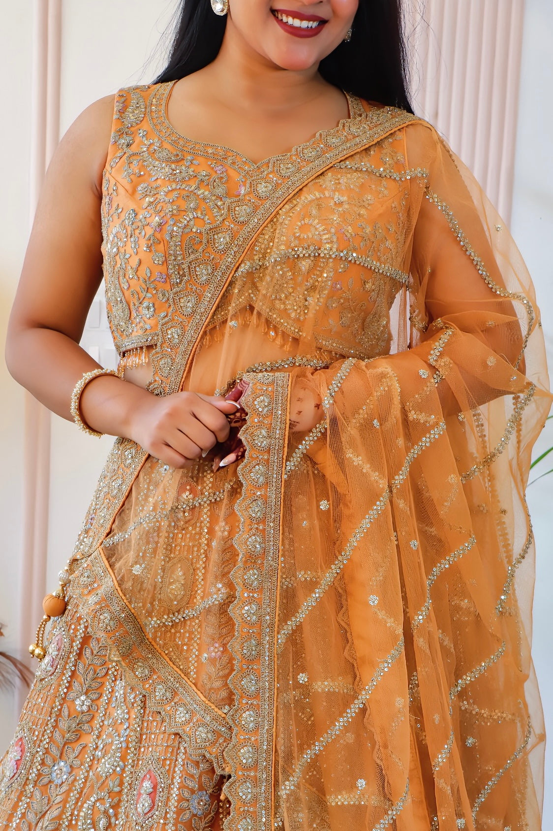 Radiant Burnt Orange Lehenga