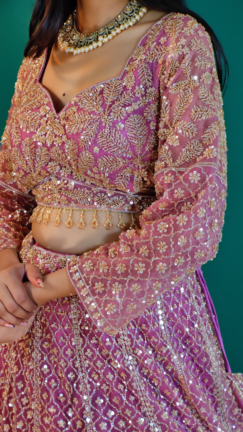 Onion Net Lehenga