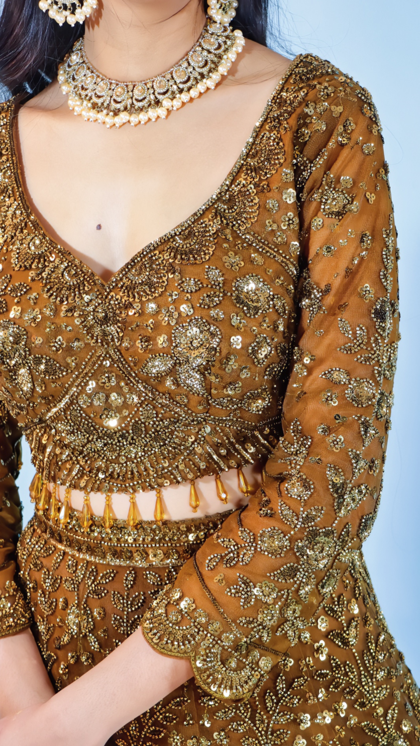 Bronze Net Lehenga