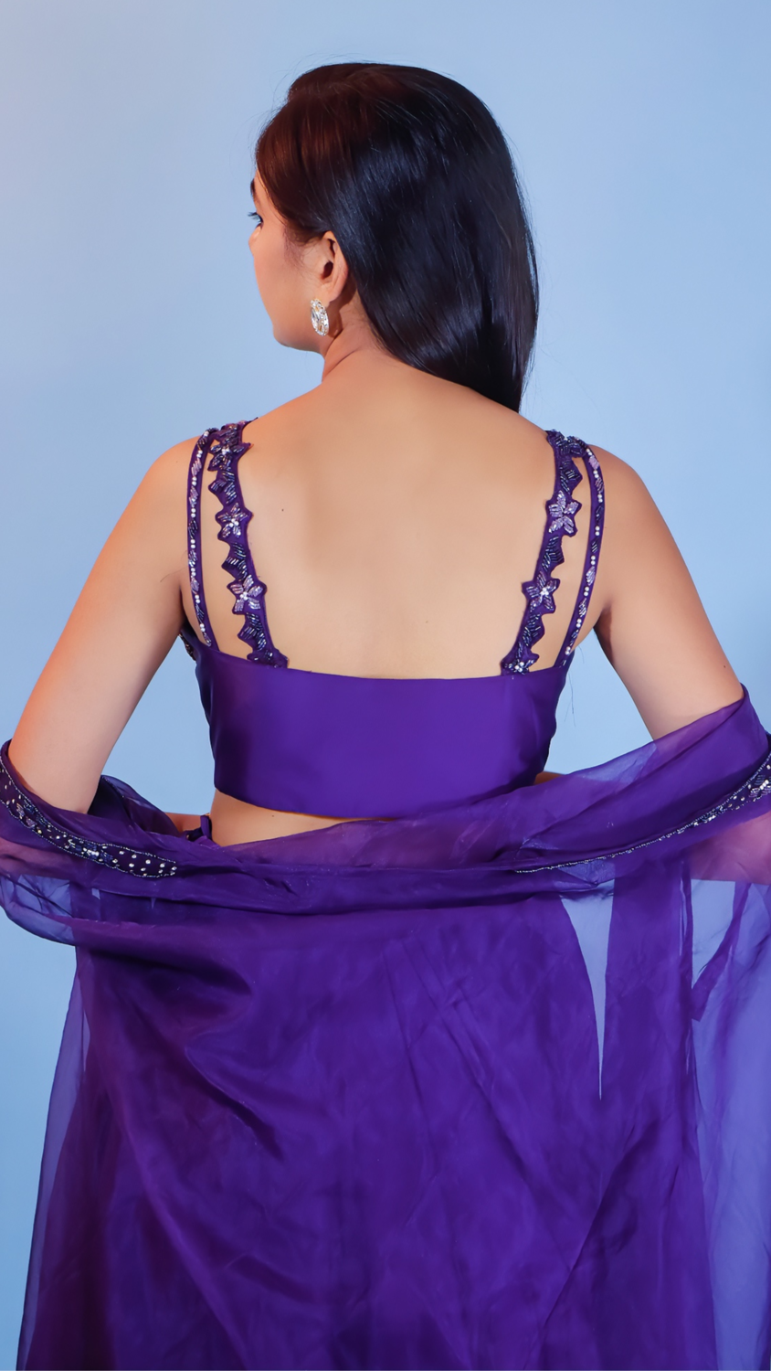 Purple Dhoti Style Dress with Shrug – Satin Silk