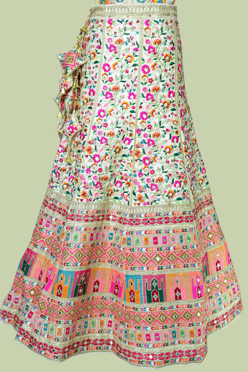 Raw Silk Multi-Color Bridal Lehenga