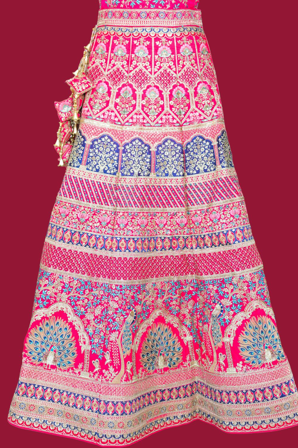 Raw Silk Embroidered Bridal Lehenga