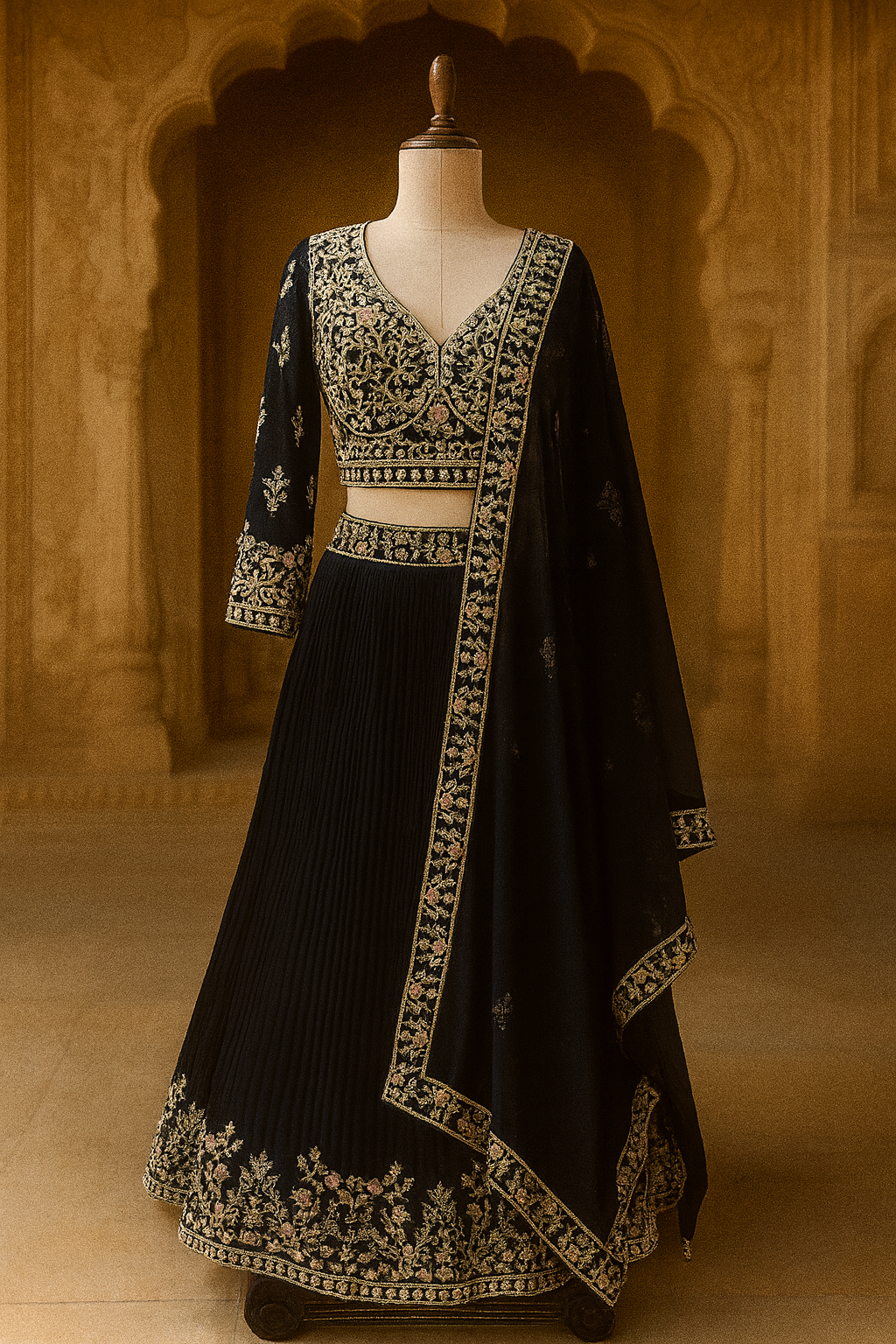 Crop Top Lehenga in Blue