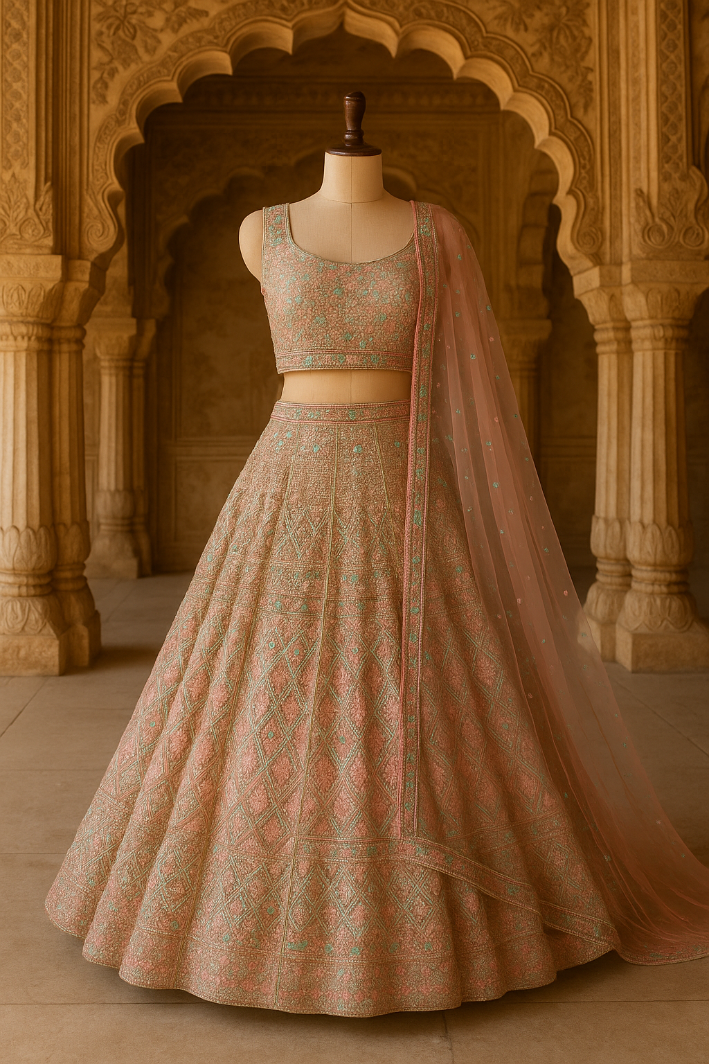 Designer Net Crop Top Lehenga