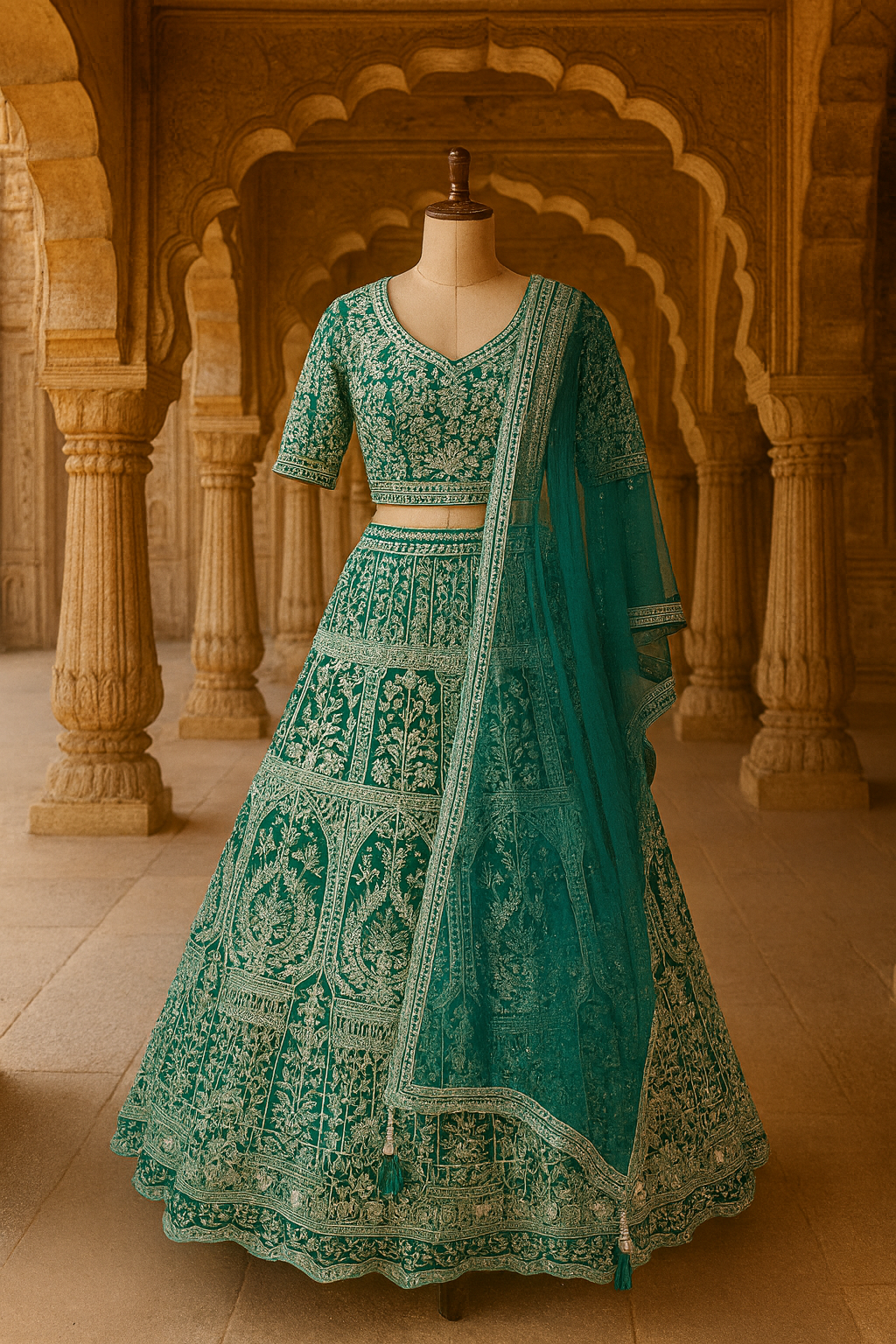Net Crop Top Lehenga