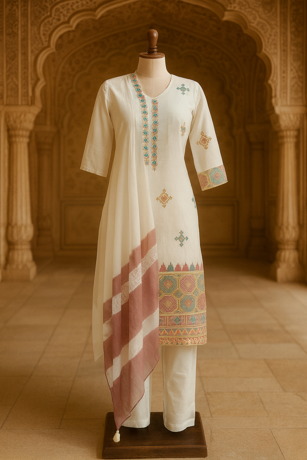 Cotton Kurti with Pant & Dupatta