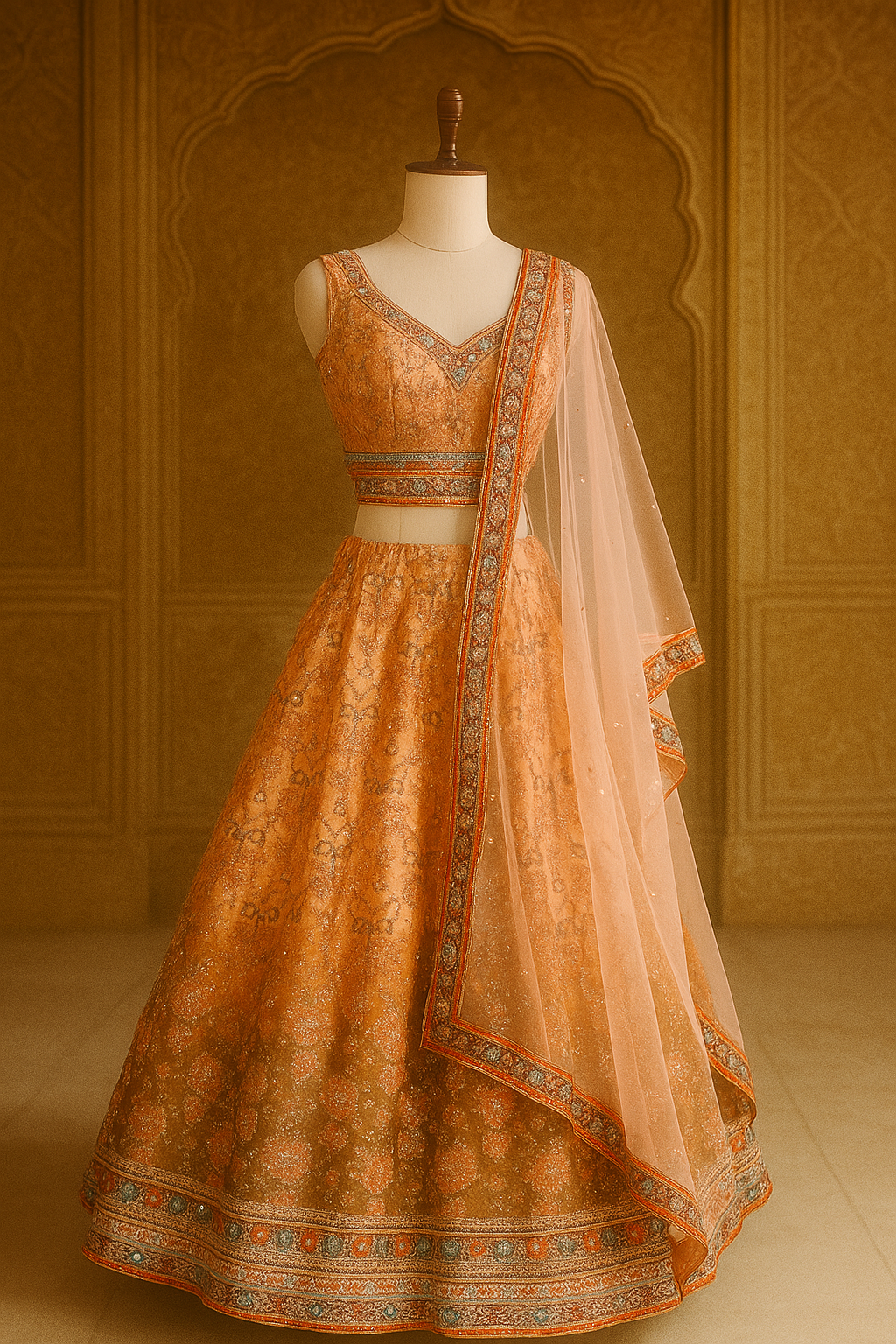 Royal Banarasi Silk Crop Top Lehenga