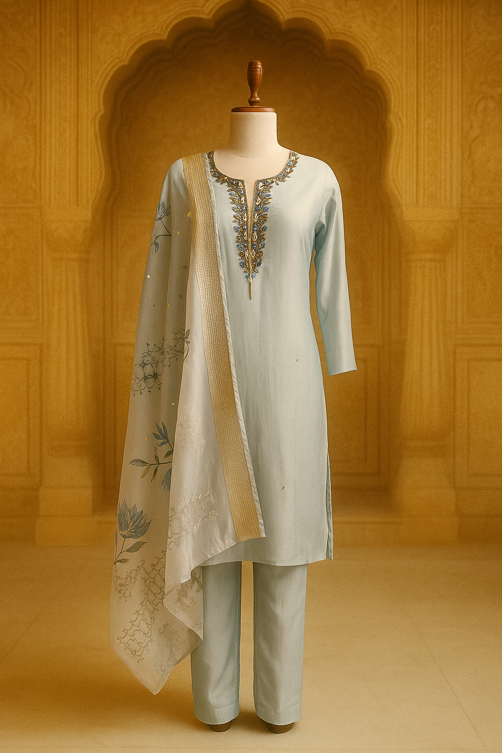 Kurti with Pant & Dupatta in Rayon