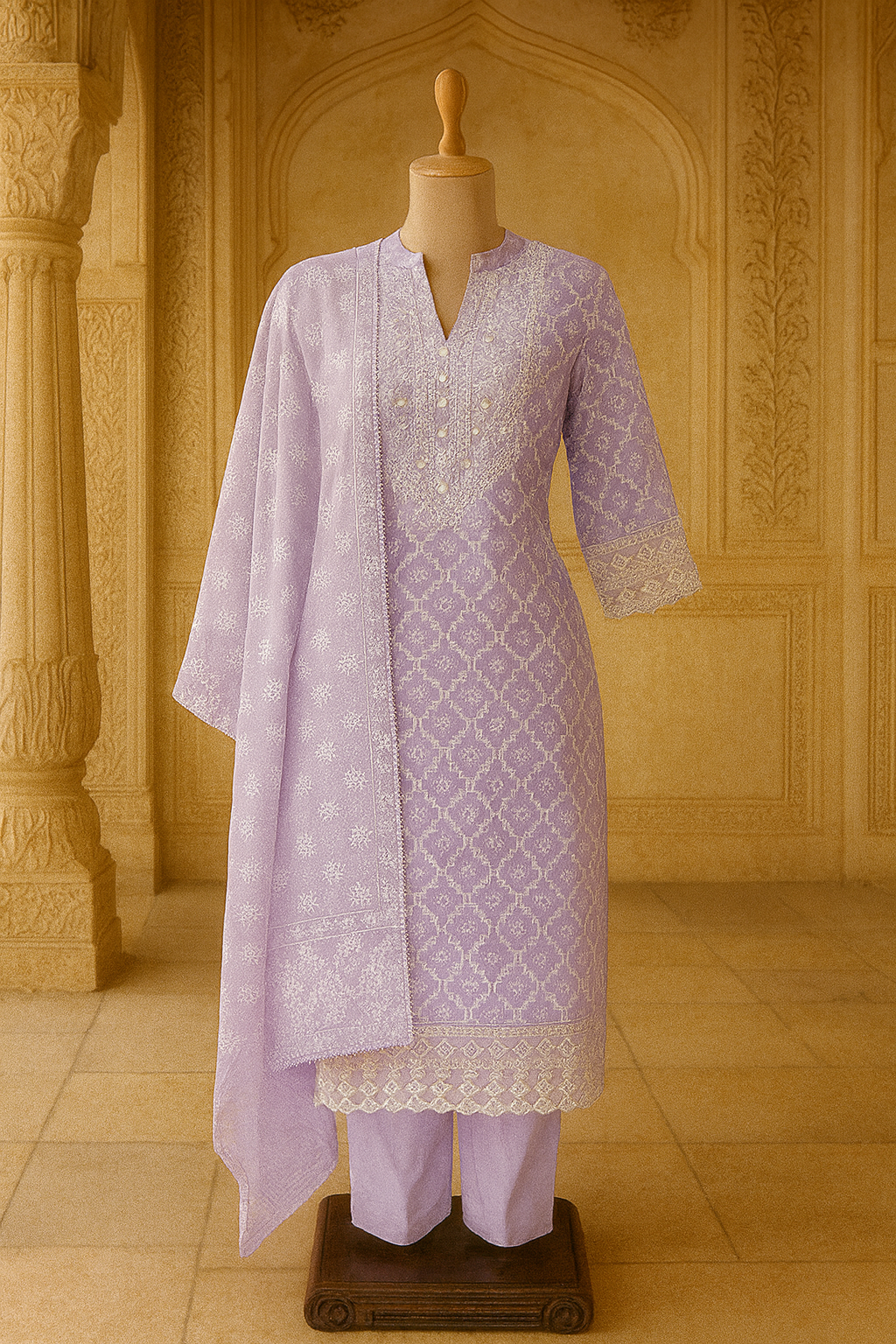 Cotton Frock Kurti Set with Pant & Dupatta