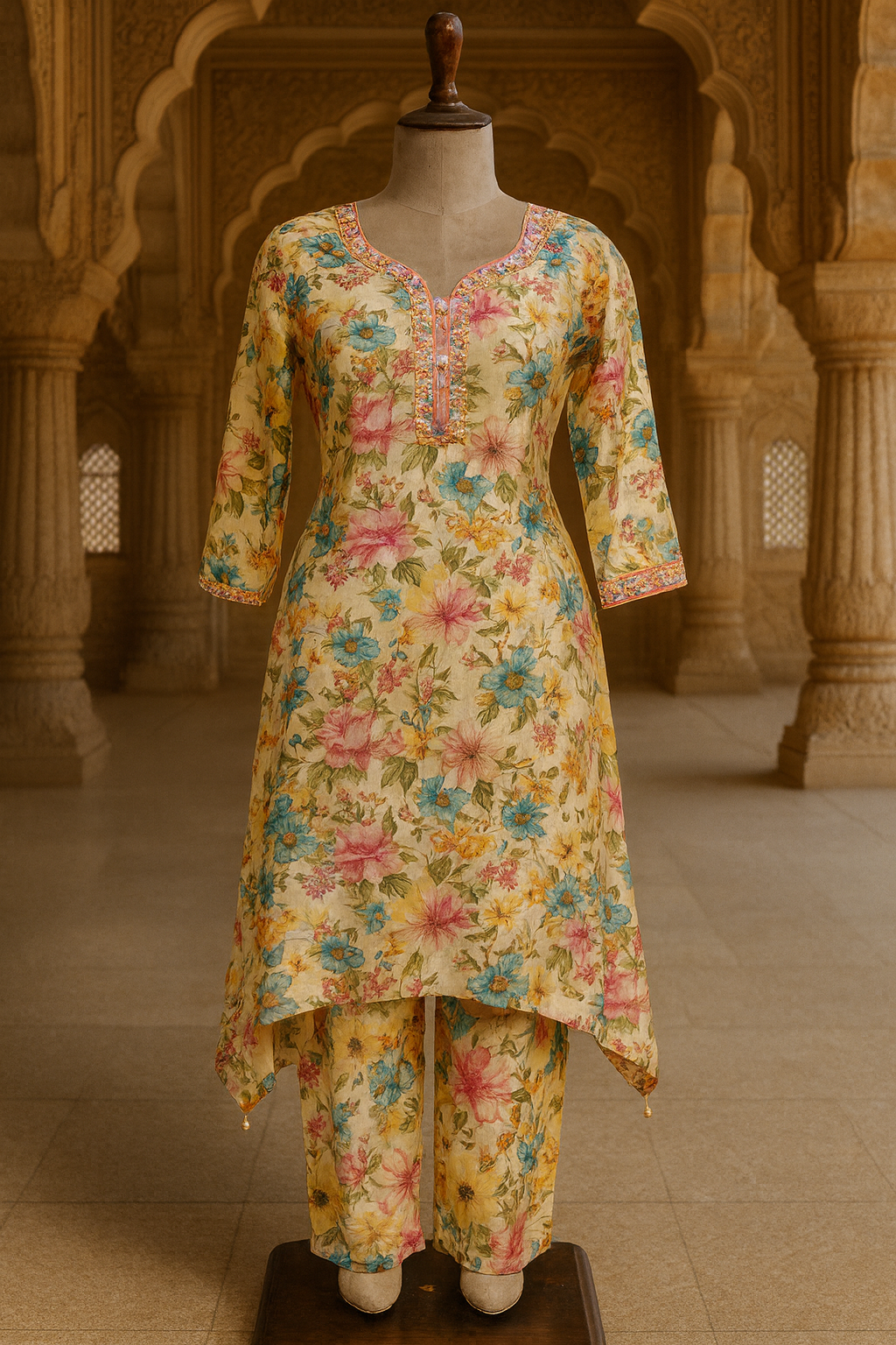 Multicolor Floral Print Crepe Co-ord Set