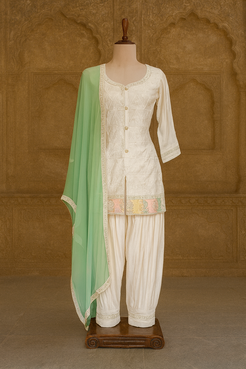 Kurti With Afgani Salwar And Duptta