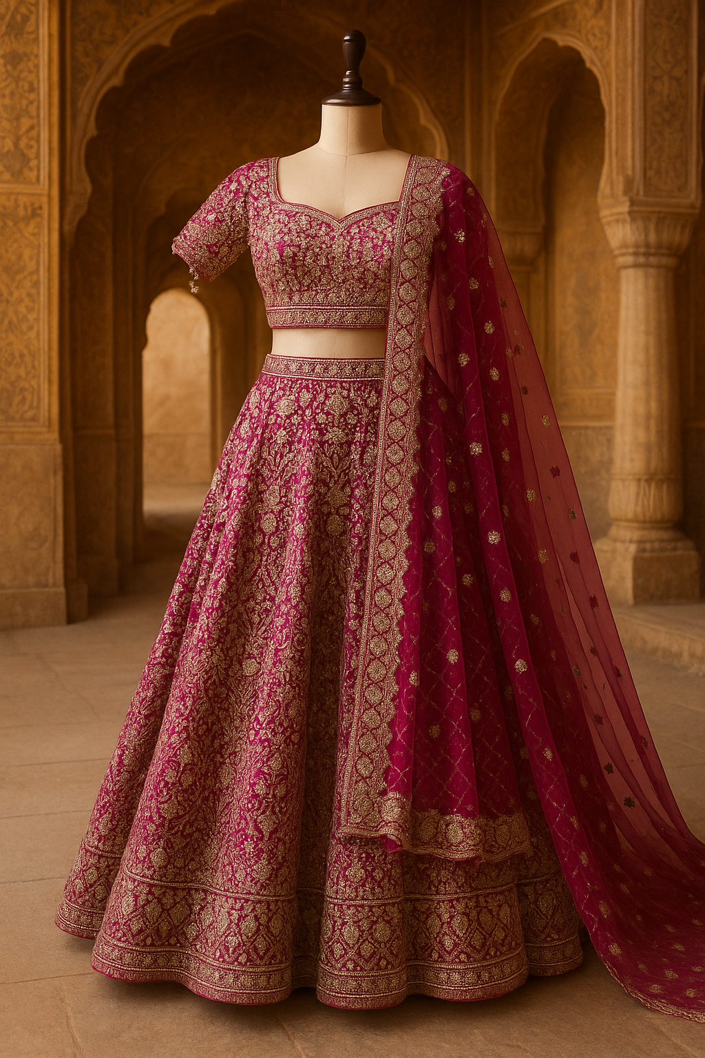 Crop Top Lehenga in Pink