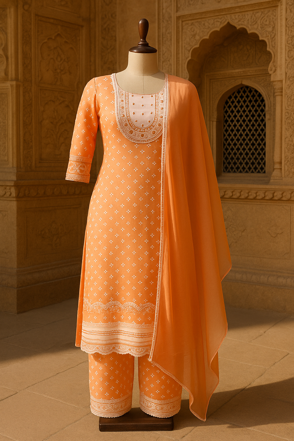 Orange Suit set with Dupatta