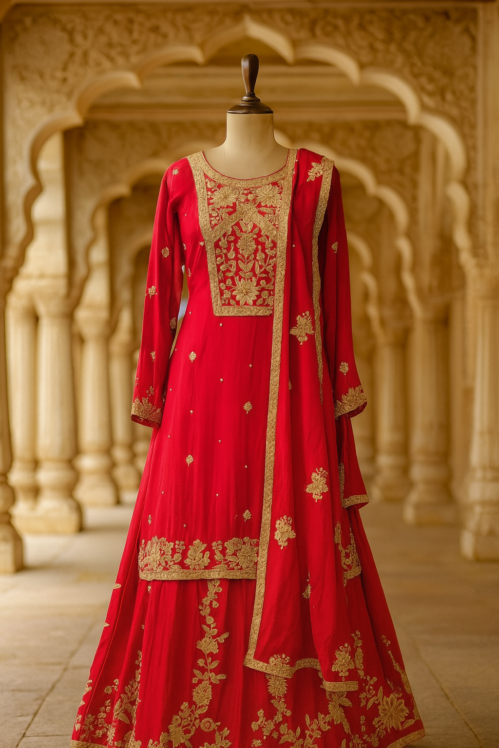 Graceful Kurti with Lehenga & Dupatta in Chiffon