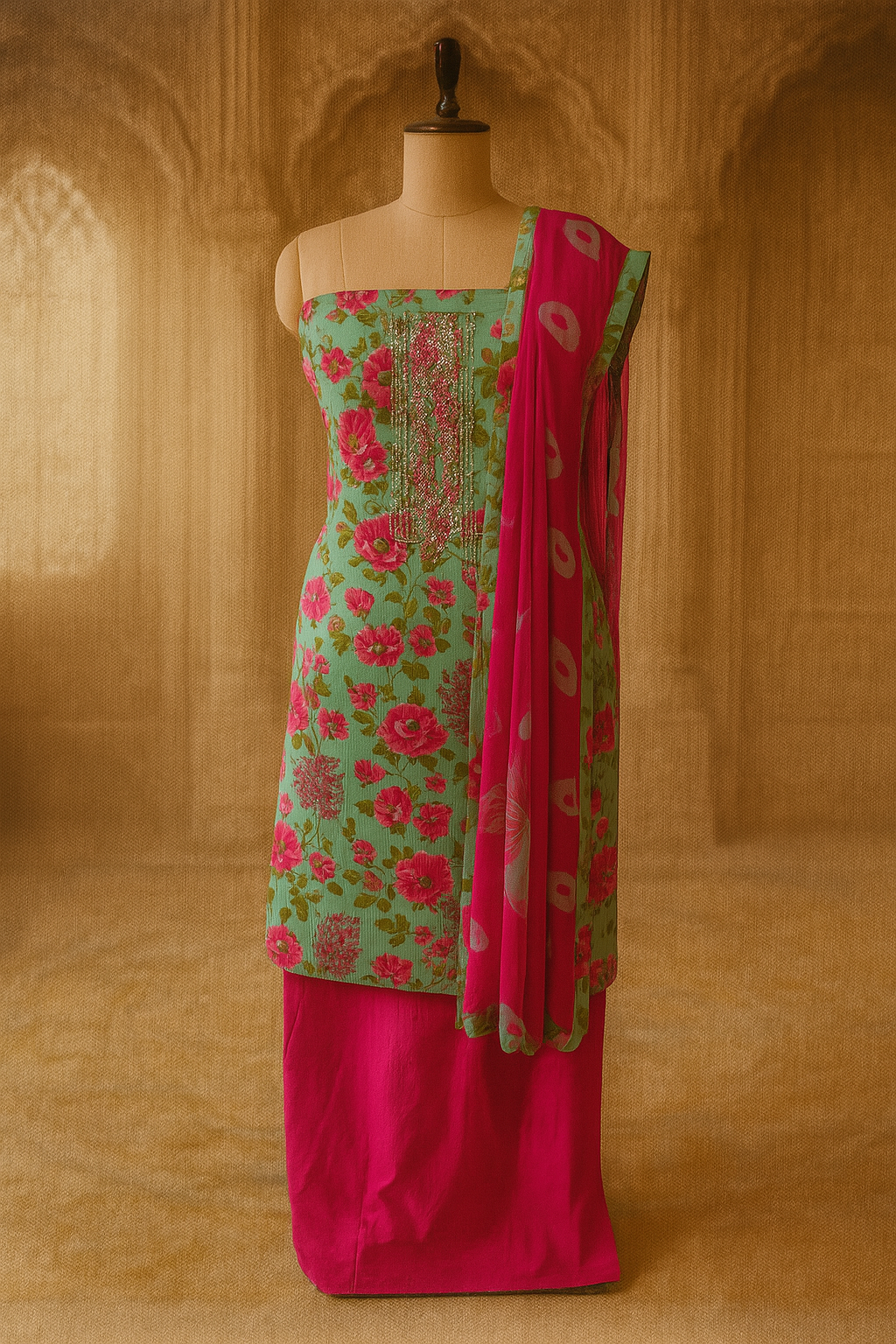 Blossom Radiance Unstitched Cotton Suit Set