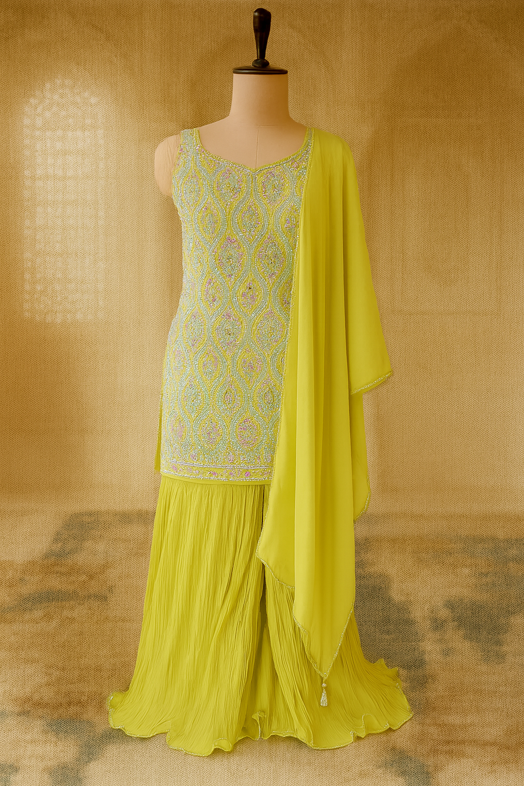 Green Gharara Suit Set