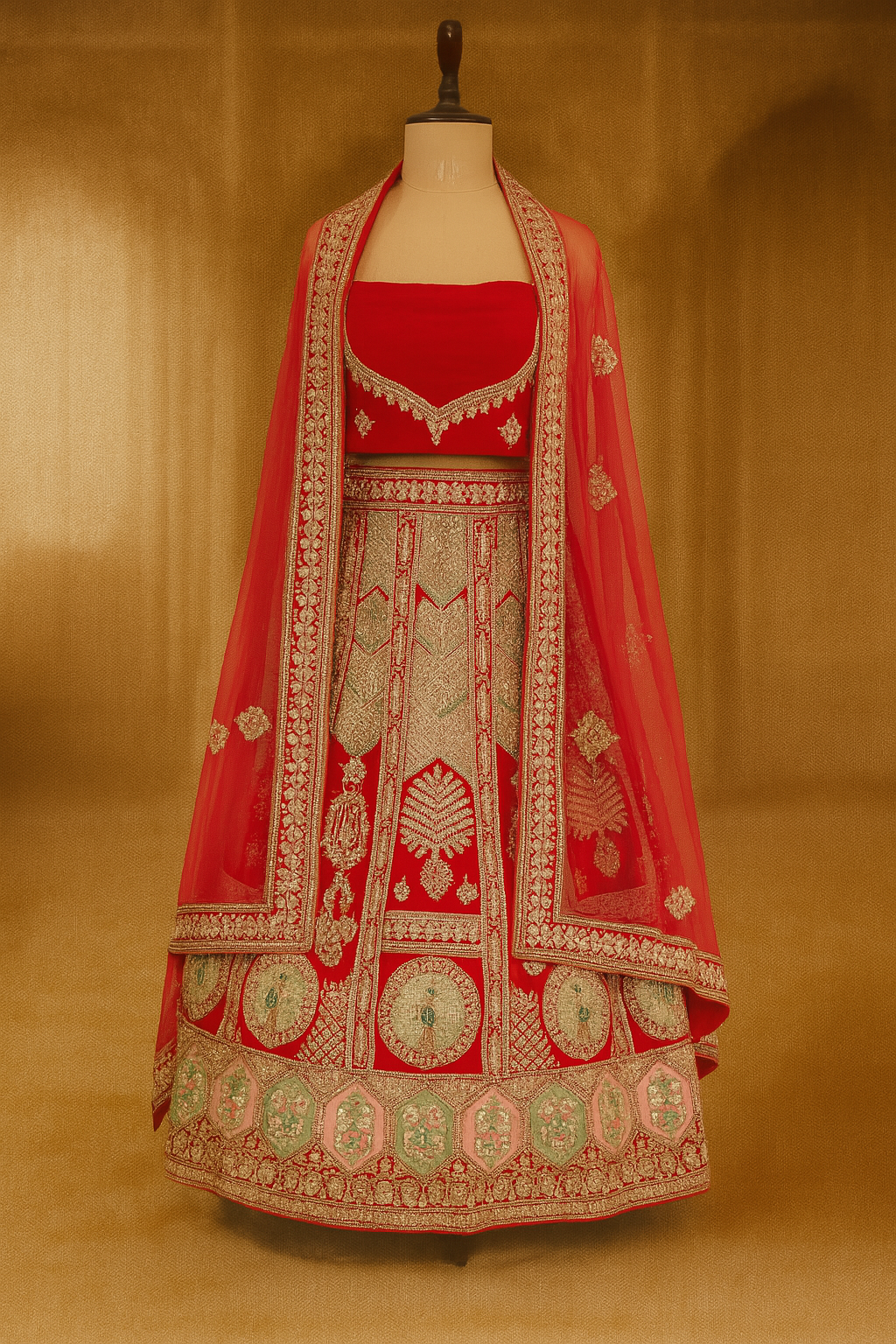Red Velvet Bridal Lehenga