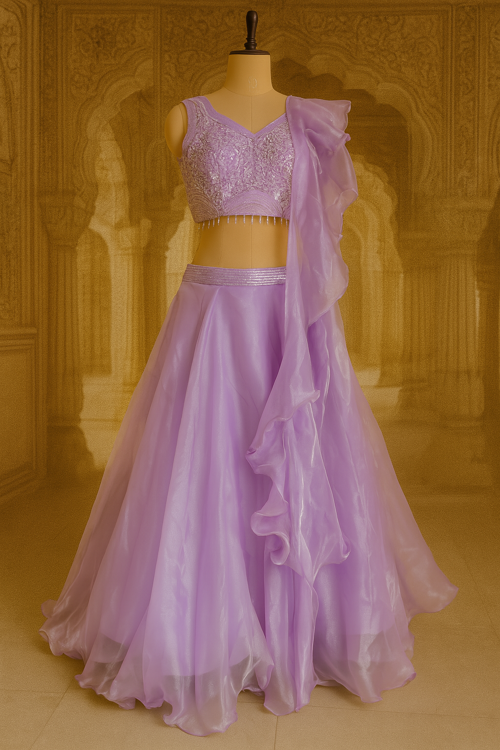 Lavender Luxe Crop Top Lehenga