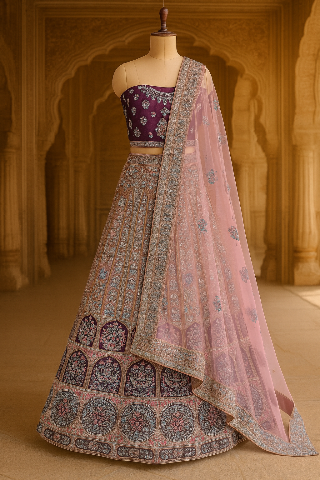 Royal Purple Velvet Lehenga