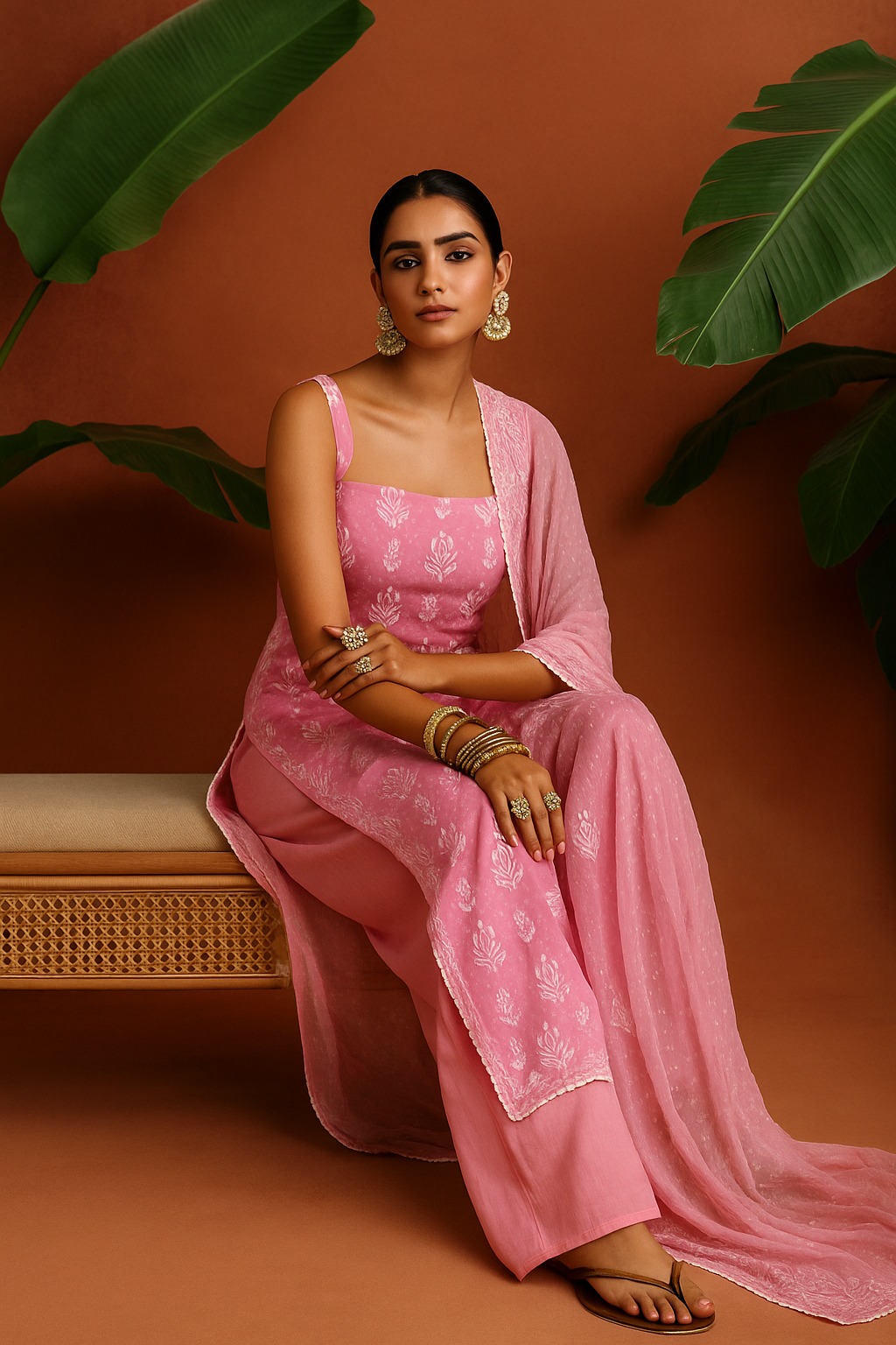 Blush Radiance Cotton Unstitched Suit set