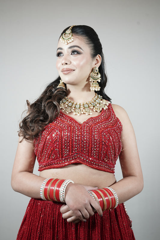 Red Crop Top Lehenga