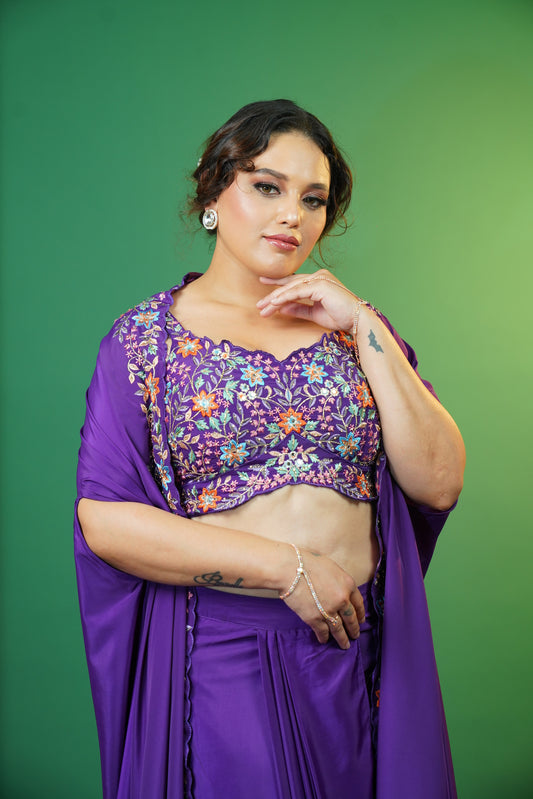 Purple Dhoti Style Dress