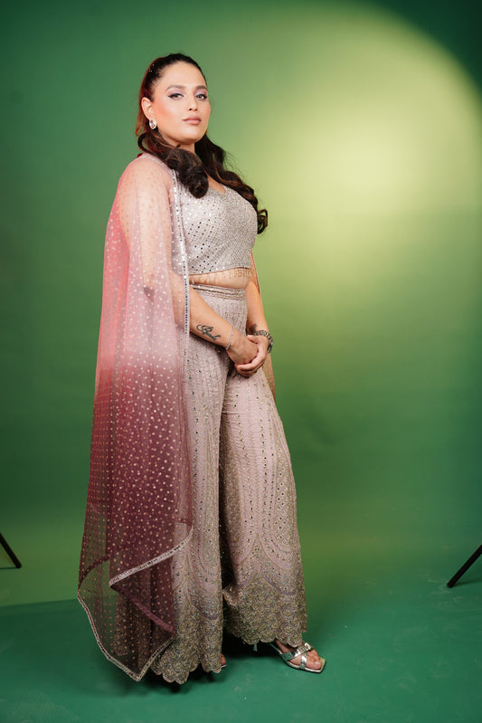 Crop top with Sharara & Shrug