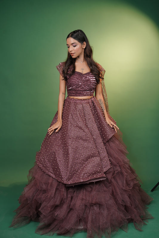 Crop Top With Ruffled Skirt