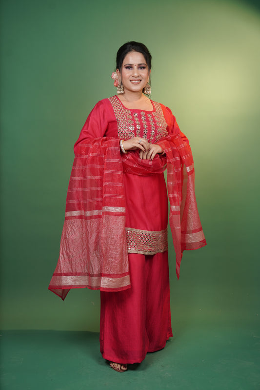 Magenta Pink Kurti & Palazzo Set