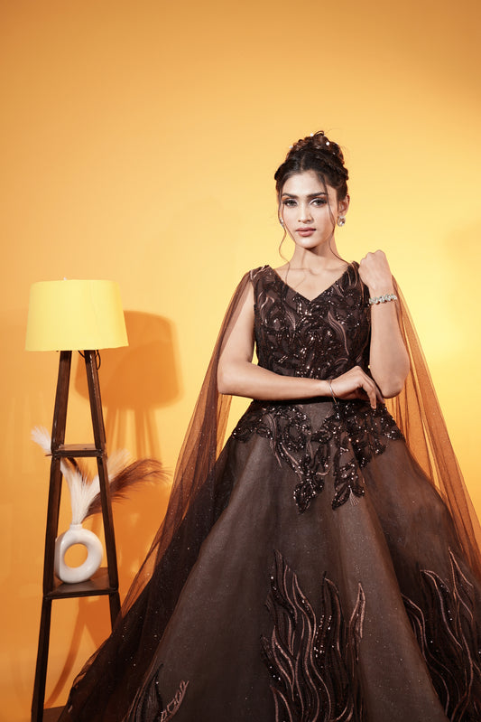 Western Gown in Brown Color