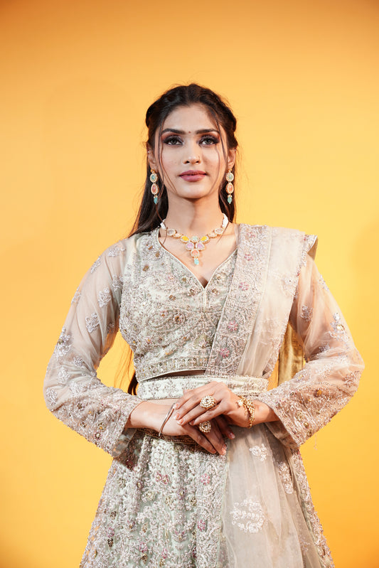 Mint Green Crop Top Lehenga