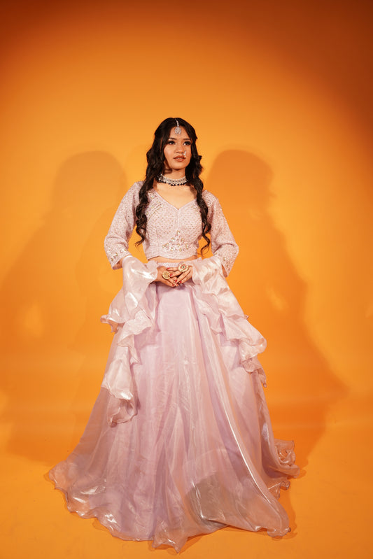 Organza Crop top Lehenga