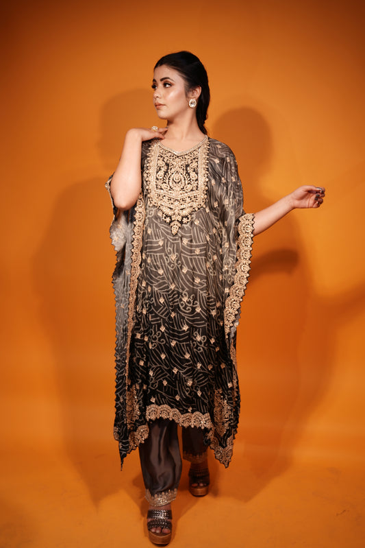 Ombre Grey Black Kaftan & Pant