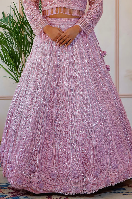 Blush Pink Net Lehenga