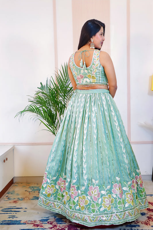 Sea Green Chinnon Silk