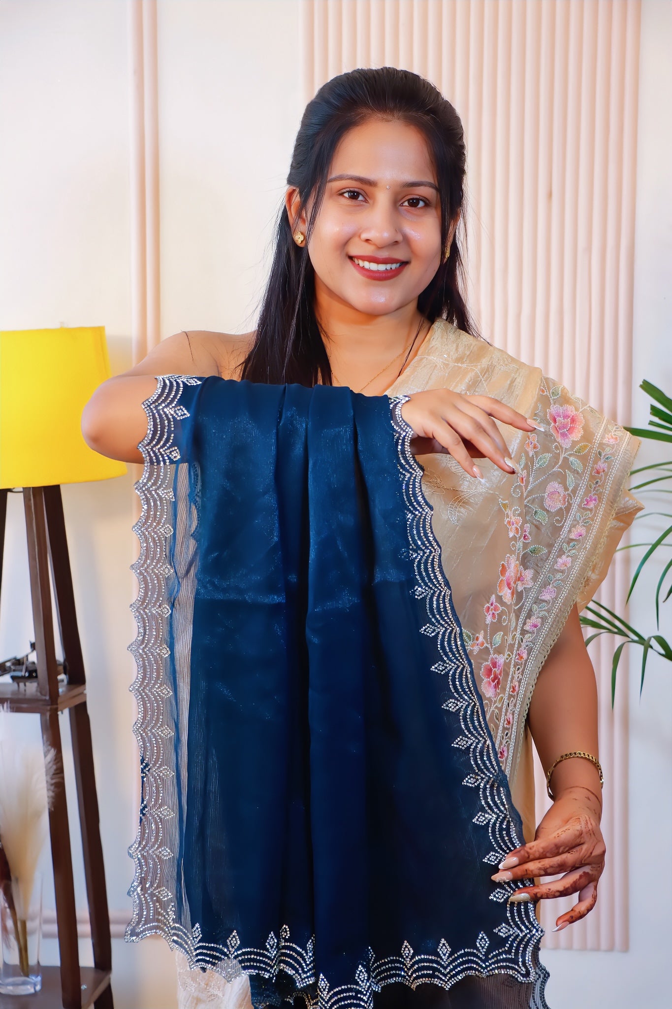 Navy Blue Georgette Saree