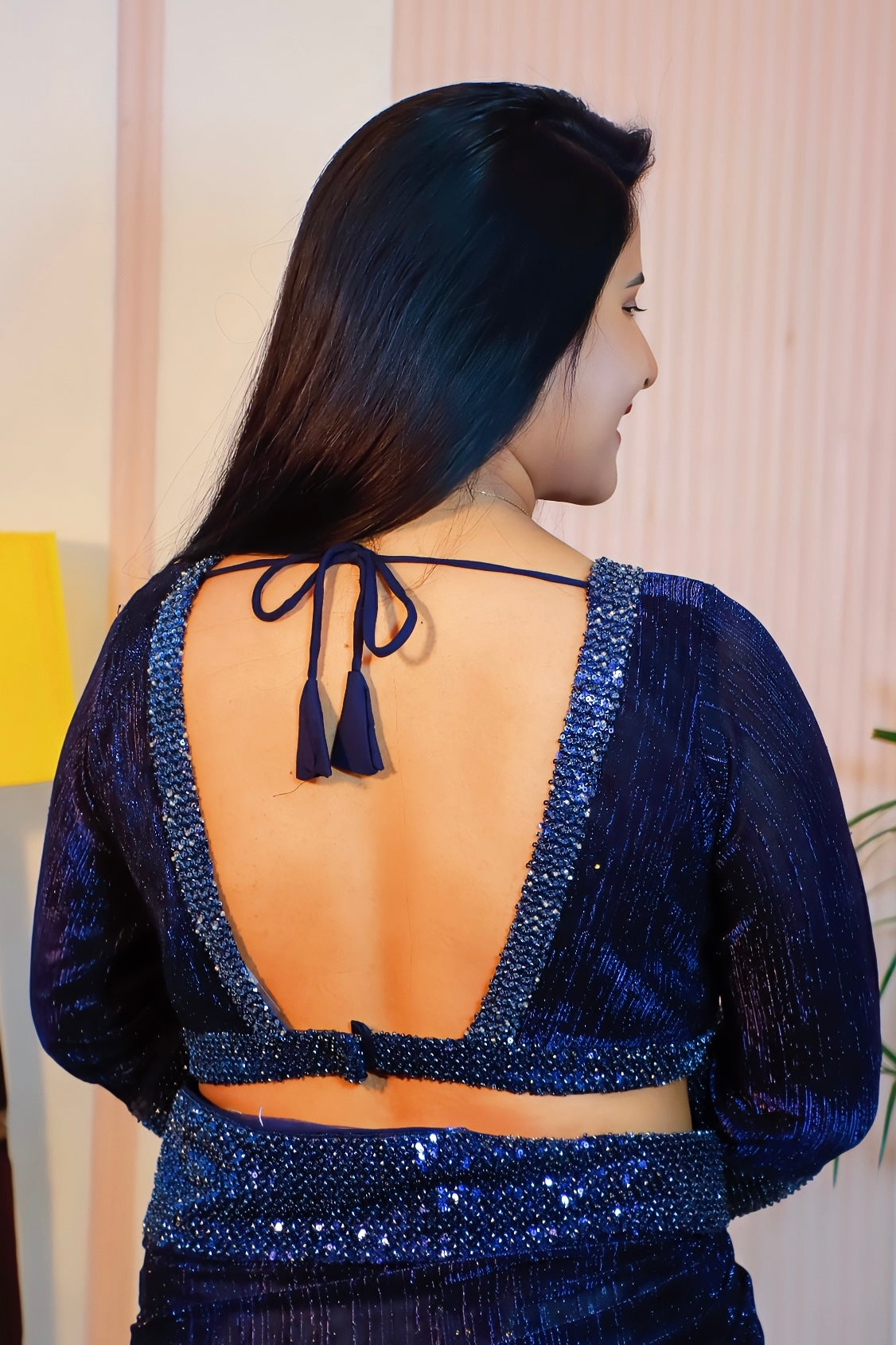 Midnight Sparkle Silk Georgette Saree