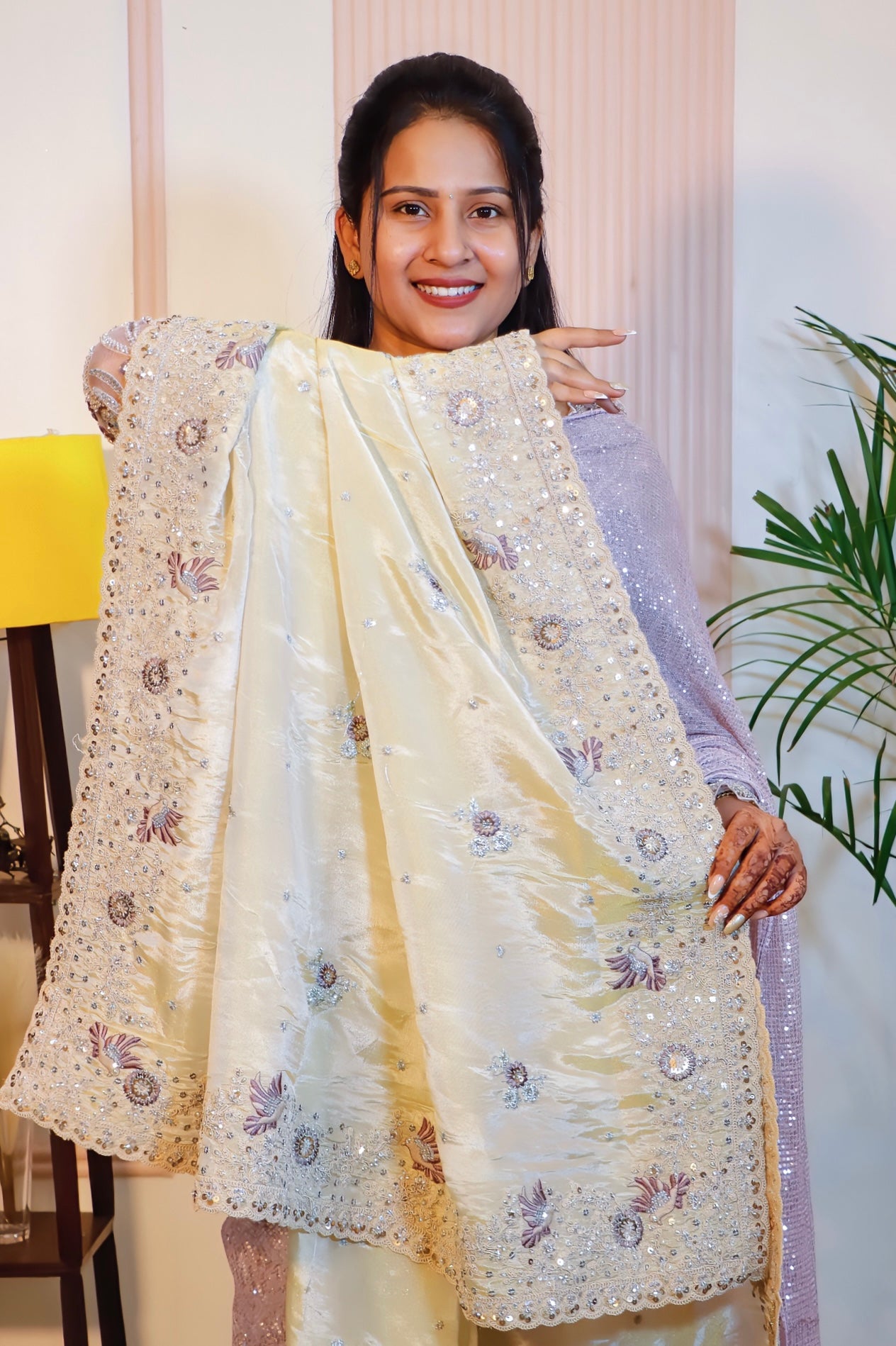 Elegant Grey Embroidered Saree