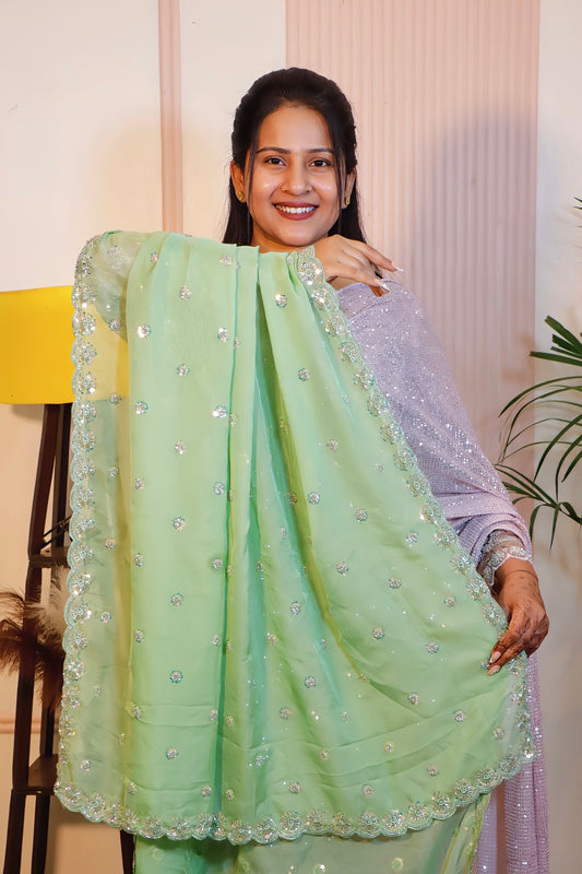 Elegant Pista Pure Silk Saree