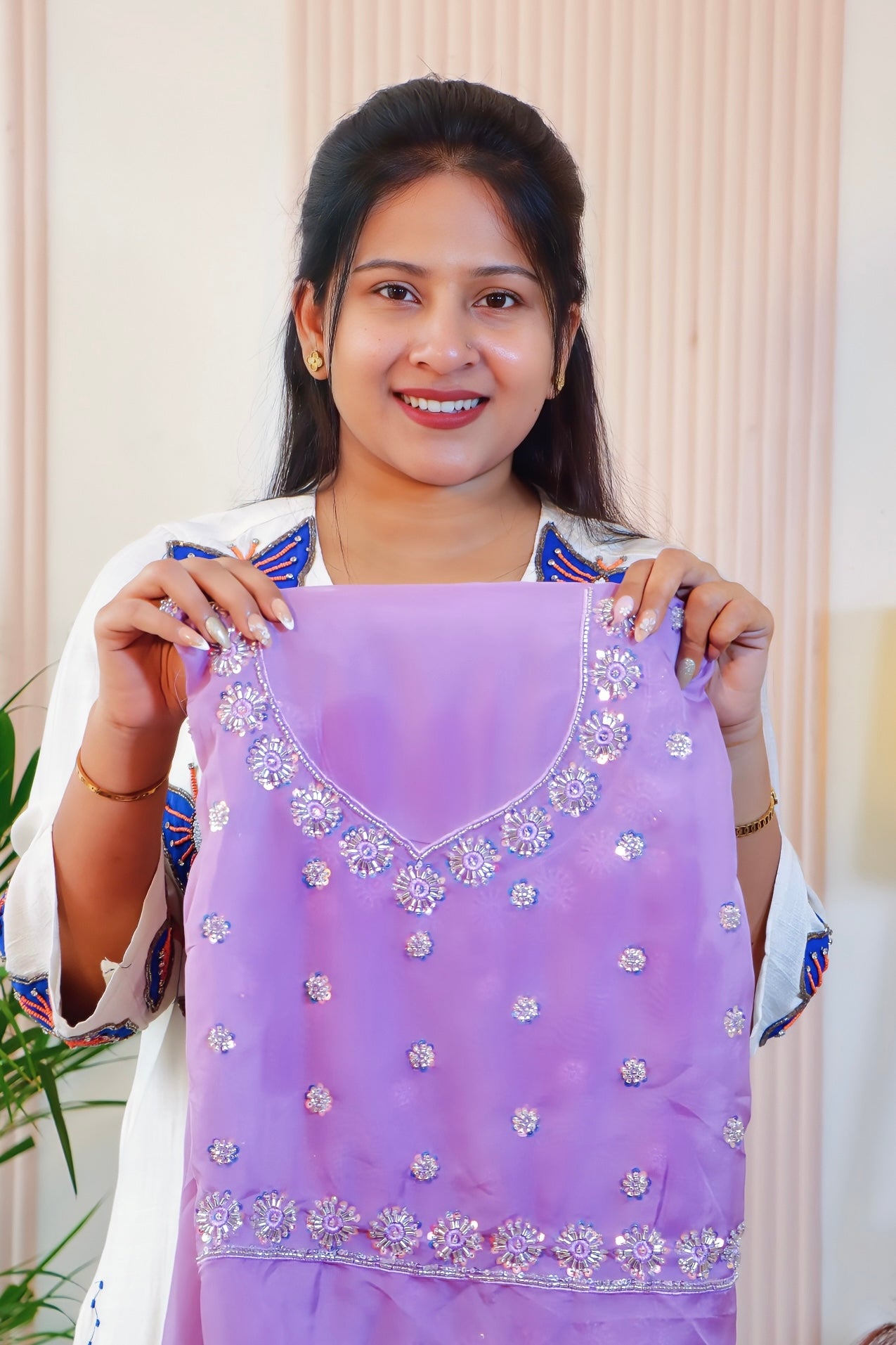 Elegant Lavender Pure Silk Saree