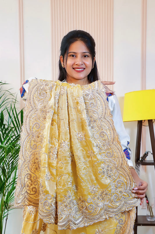 Mustard Satin Silk Saree